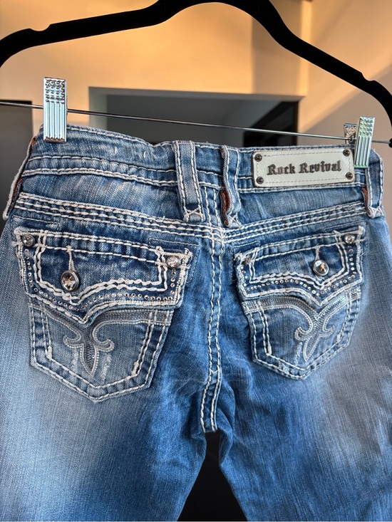 Rock Revival Denim - Rock Revival Women's Light Blue Embroidered Capris